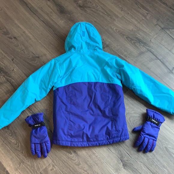 Girl’s Columbia Ski Jacket and gloves, YS (7/8) - Picture 4 of 7